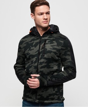 Superdry Storm International Cipzár Férfi Kapucnis Pulóver Olivazöld/Camo | JXCIG5821